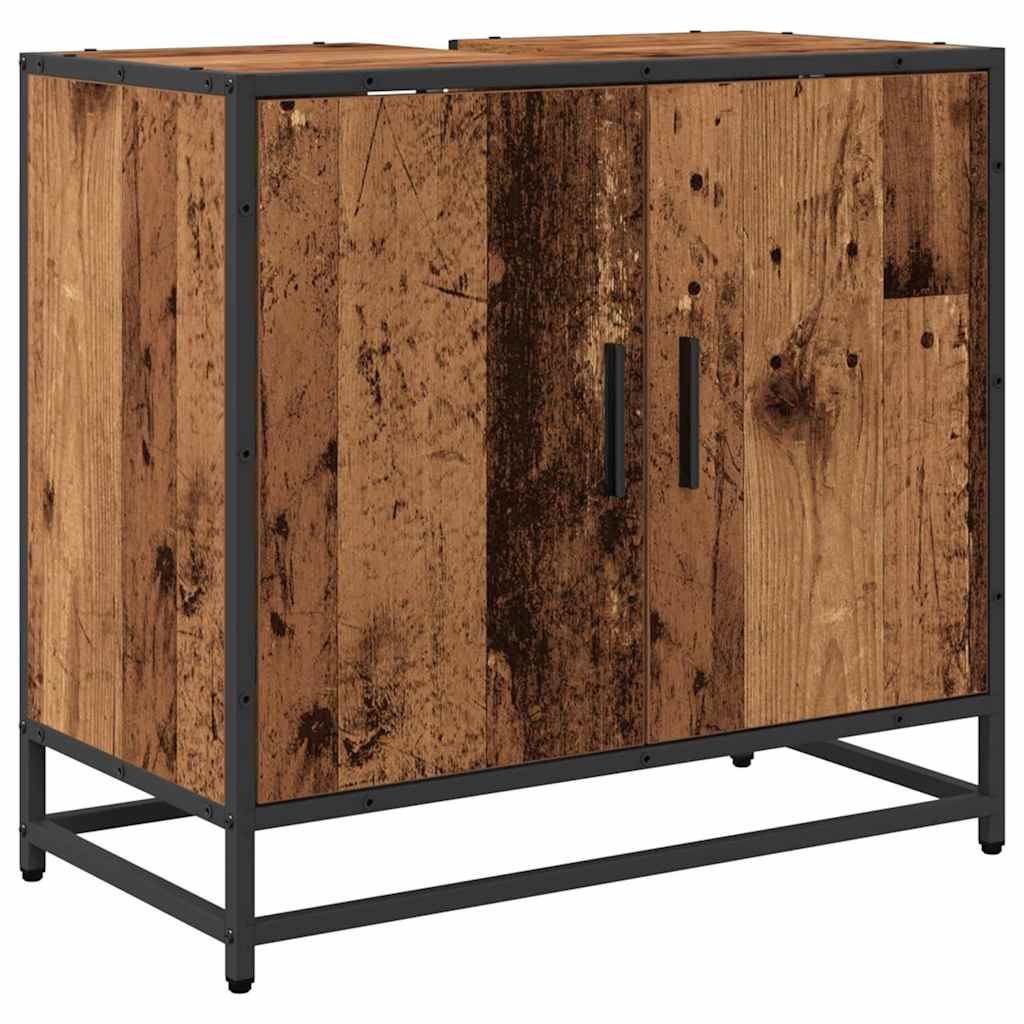Bathroom Furniture Set with Door 3 pcs Old Wood Engineered Wood