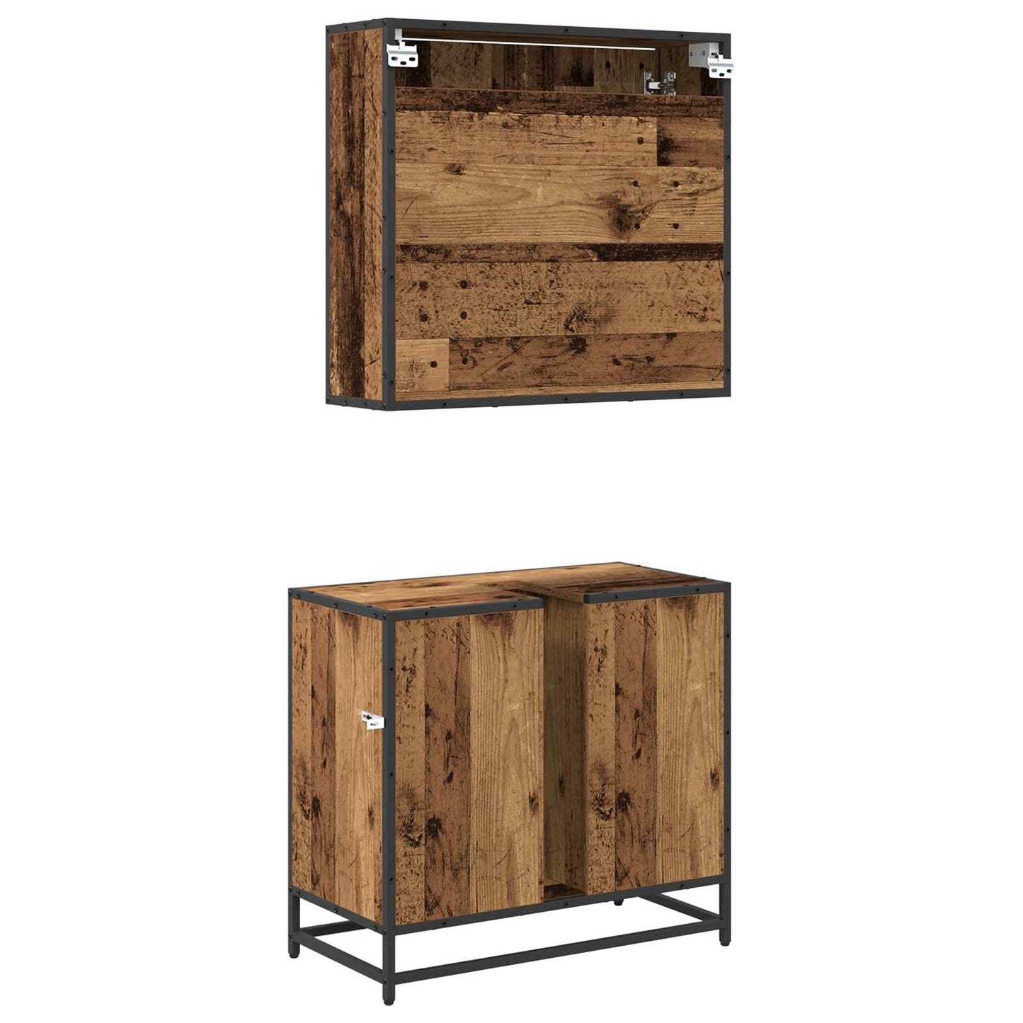 Bathroom Furniture Set 2 pcs Old Wood Engineered Wood