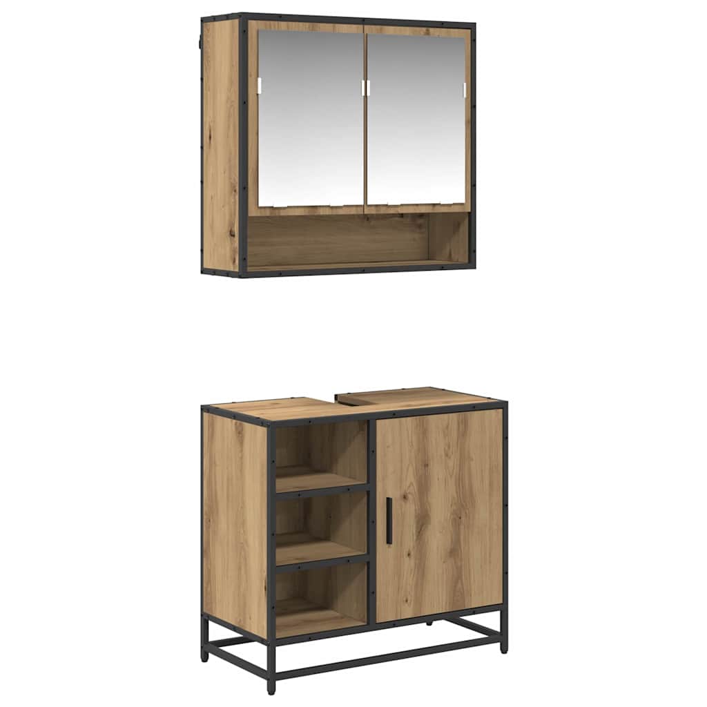 Bathroom Furniture Set 2 pcs Artisan Oak Engineered Wood