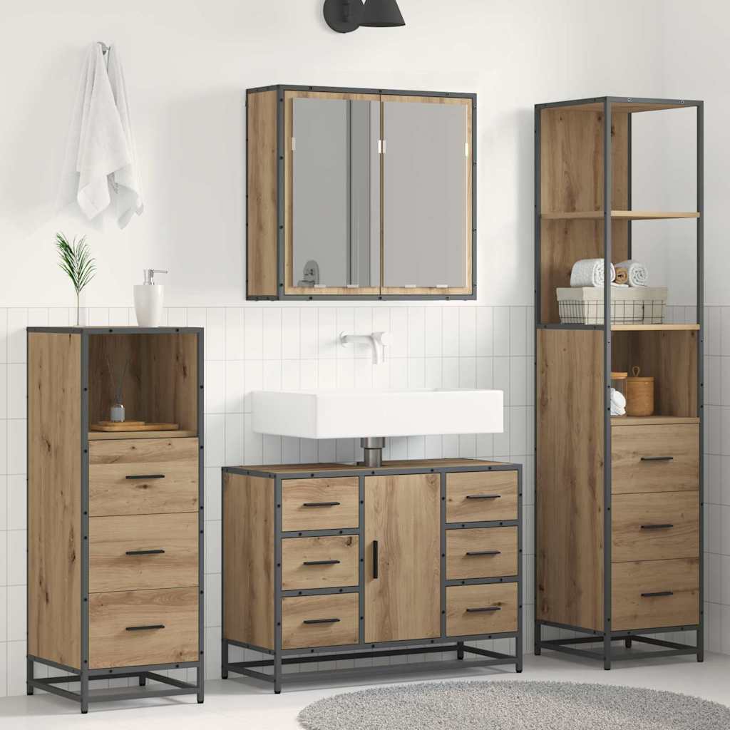Bathroom Furniture Set 4 pcs Artisan Oak Engineered Wood