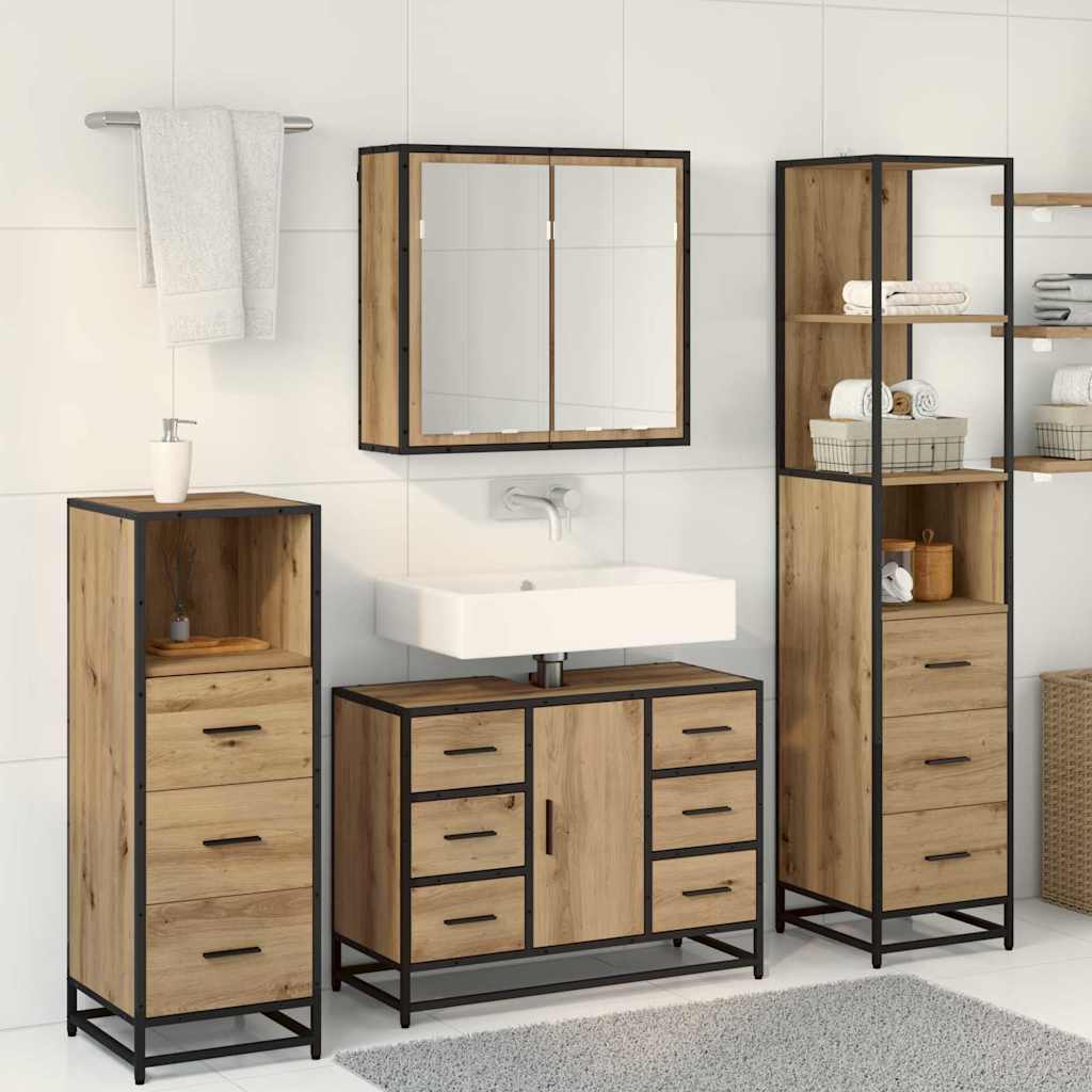 Bathroom Furniture Set 4 pcs Artisan Oak Engineered Wood