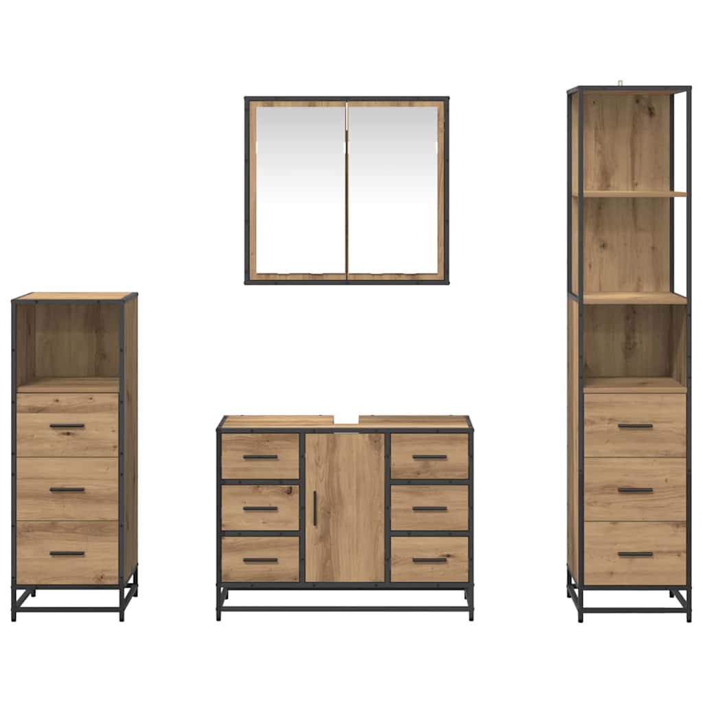 Bathroom Furniture Set 4 pcs Artisan Oak Engineered Wood