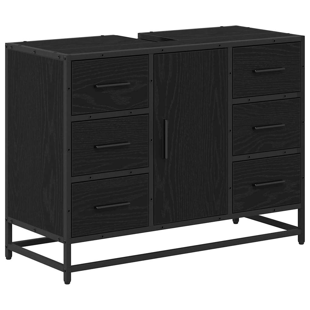 Bathroom Furniture Set 4 pcs Black Oak Engineered Wood