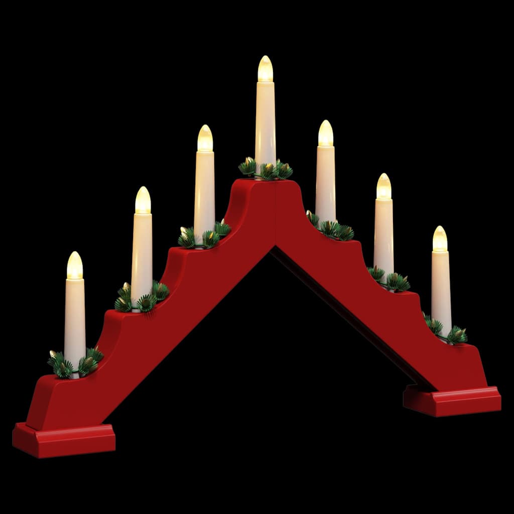 Christmas Candle Bridge Red 39.5 x 5 x 29 cm Solid Pine Wood