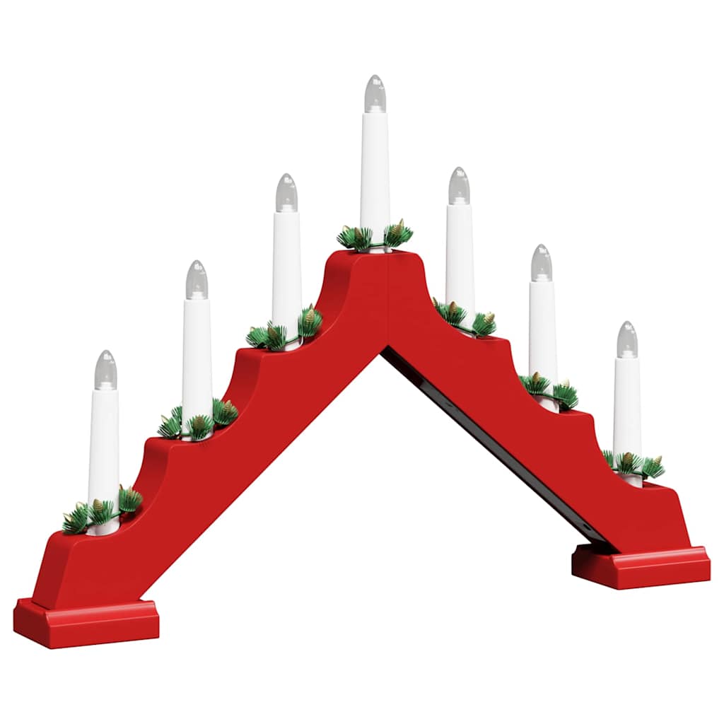 Christmas Candle Bridge Red 39.5 x 5 x 29 cm Solid Pine Wood