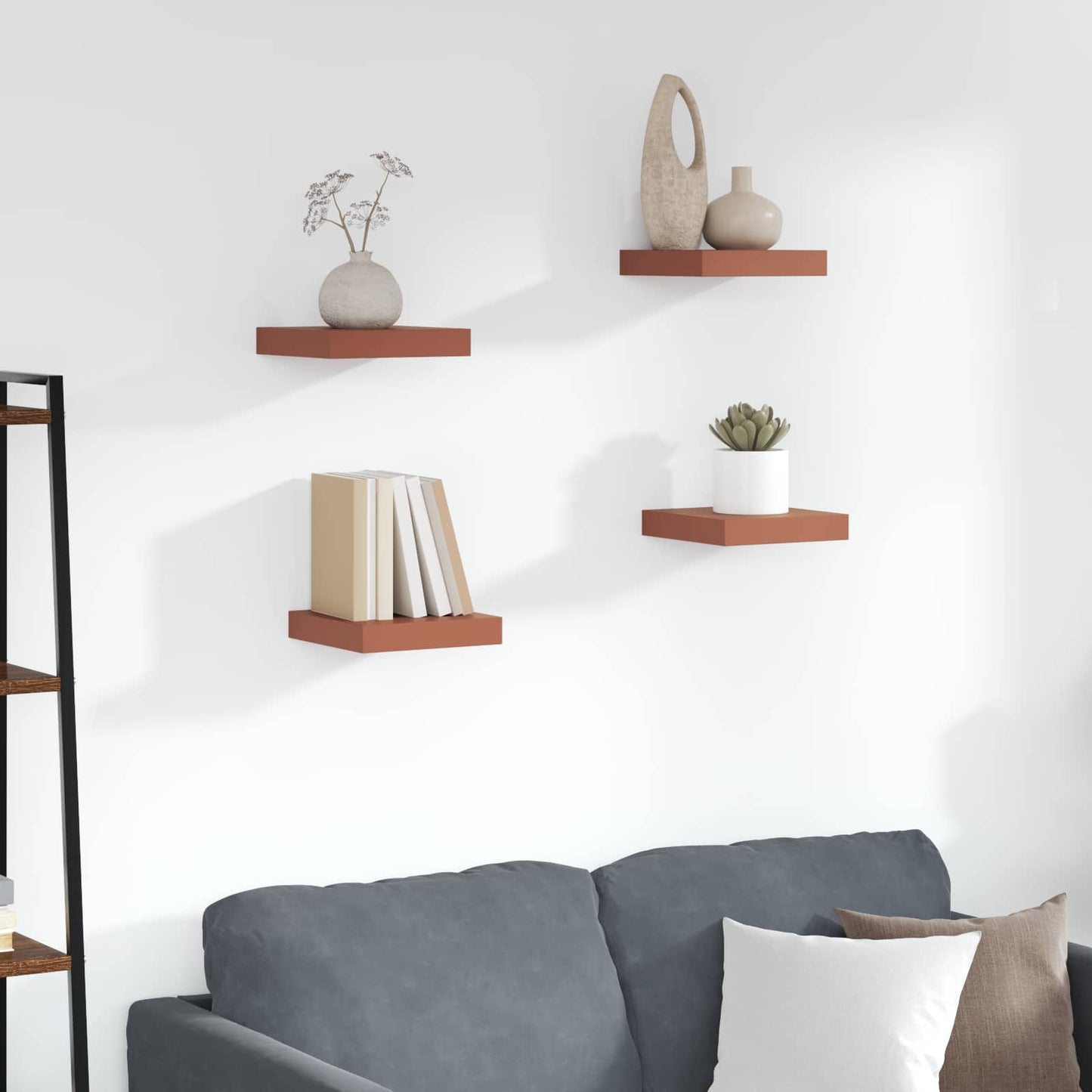 Wall Shelf 4 pcs Red 23 x 23.5 x 3.8 cm Engineered Wood