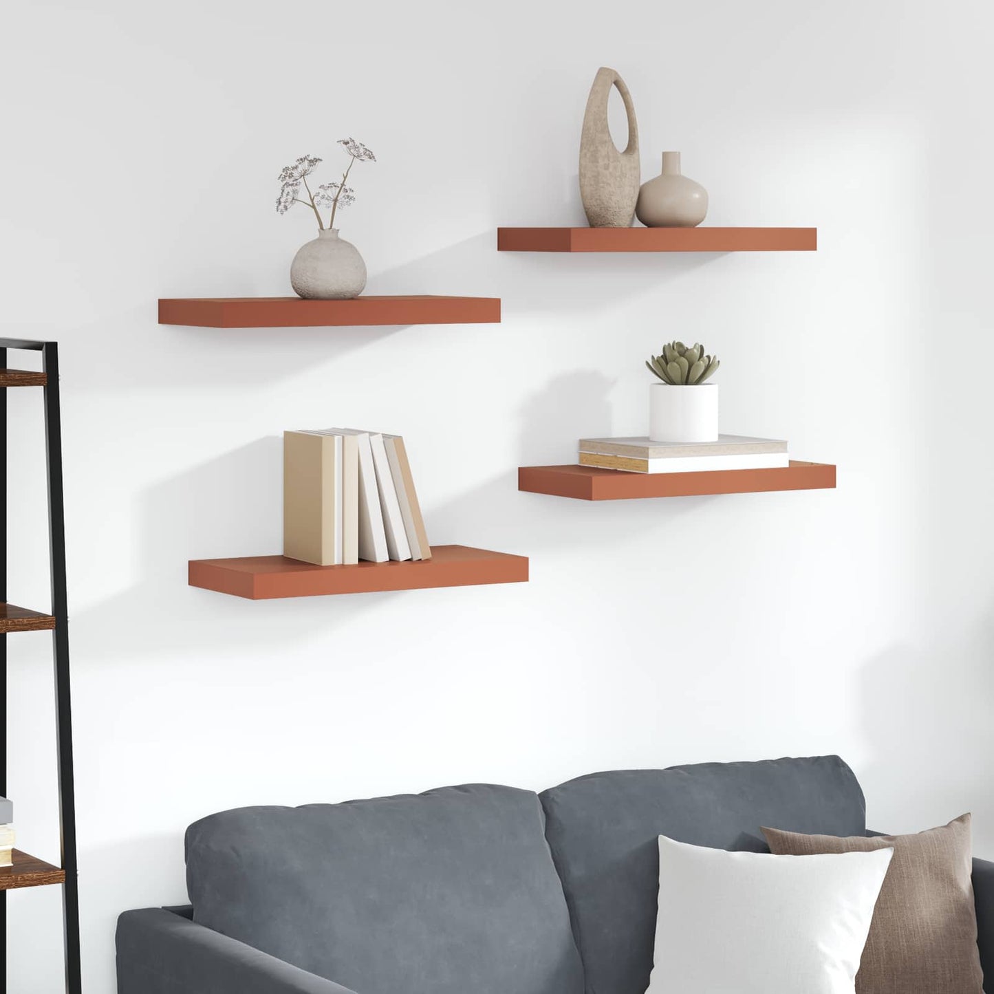 Wall Shelf 4 pcs Red 50 x 23 x 4 cm Engineered Wood