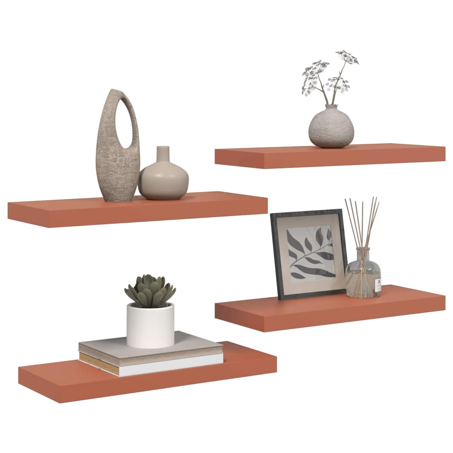 Wall Shelf 4 pcs Red 60 x 23 x 4 cm Engineered Wood