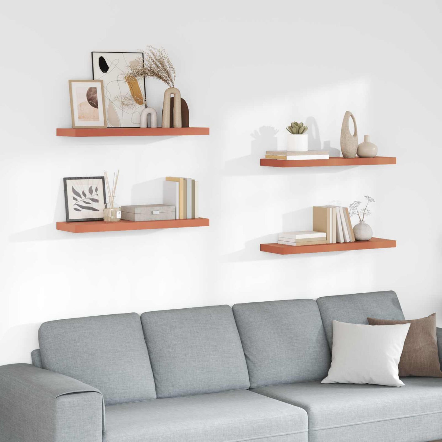 Wall Shelf 4 pcs Red 80 x 23.5 x 4 cm Engineered Wood