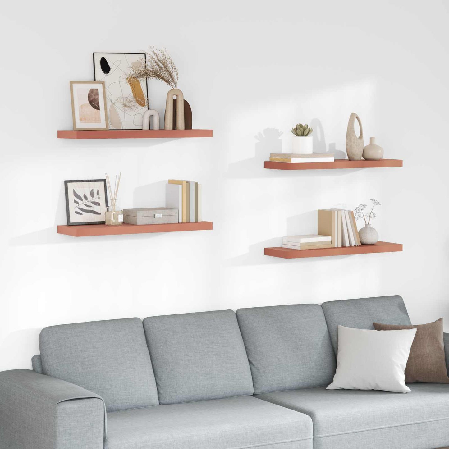 Wall Shelf 4 pcs Red 90 x 23.5 x 3.8 cm Engineered Wood