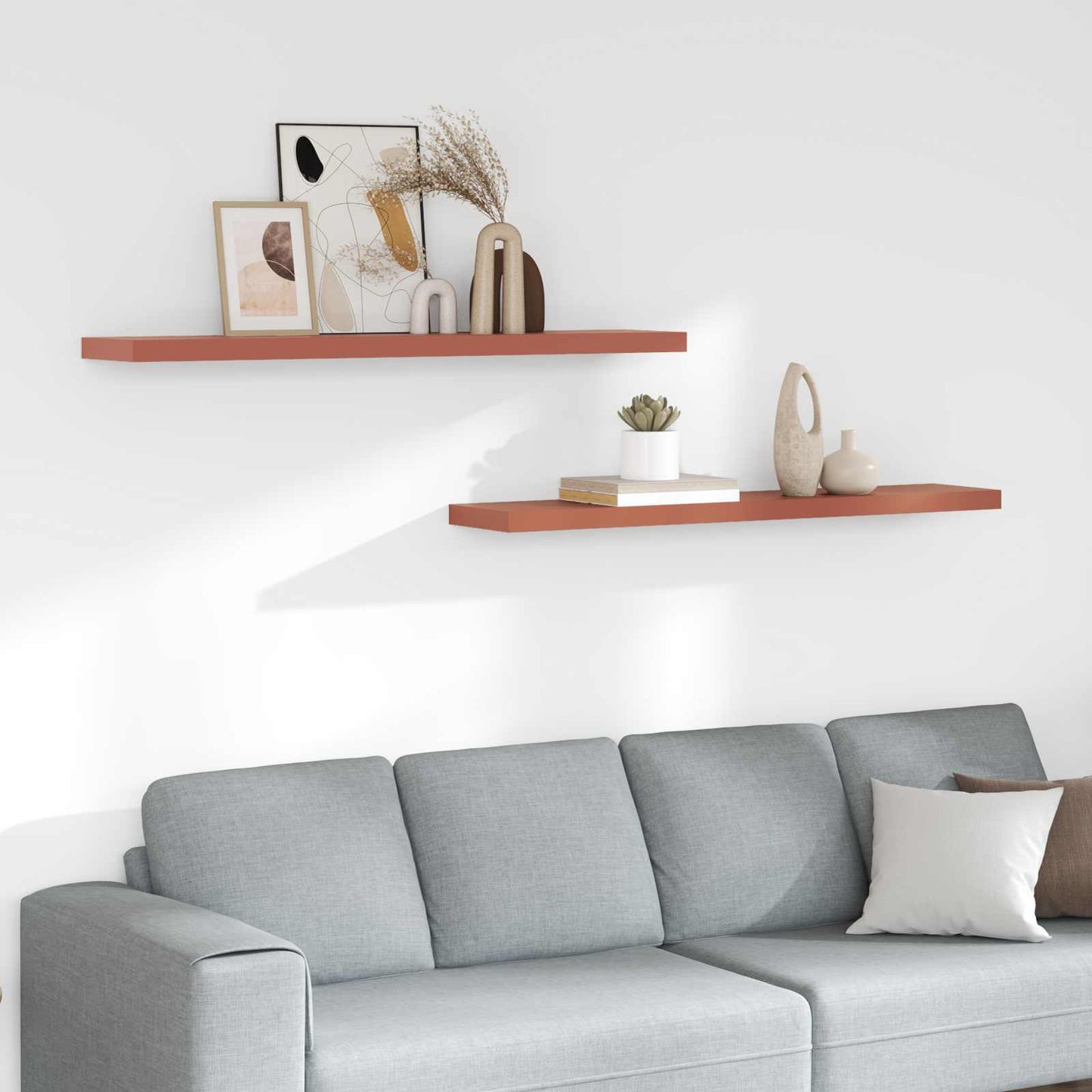 Wall Shelf 2 pcs Red 120 x 23.5 x 4 cm Engineered Wood
