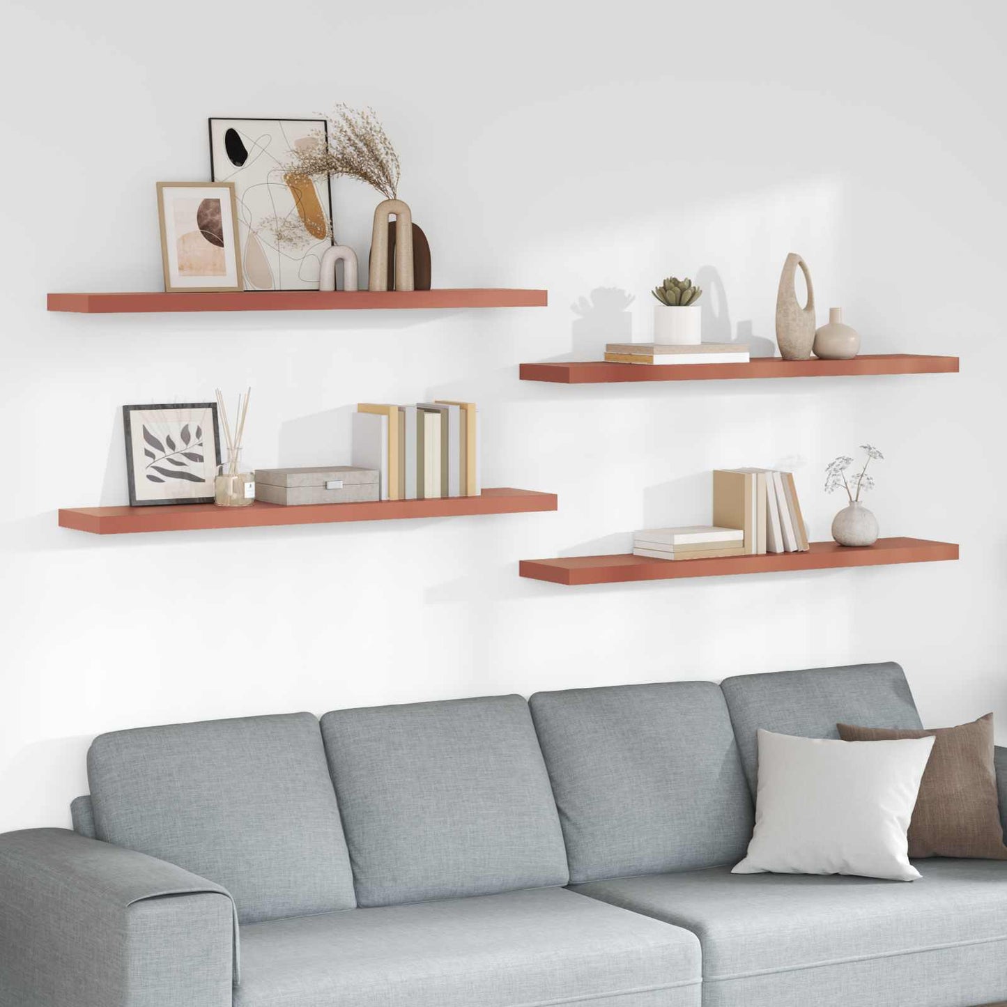 Wall Shelf 4 pcs Red 120 x 23.5 x 4 cm Engineered Wood