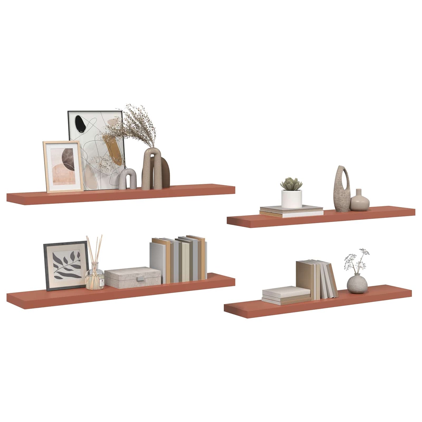 Wall Shelf 4 pcs Red 120 x 23.5 x 4 cm Engineered Wood