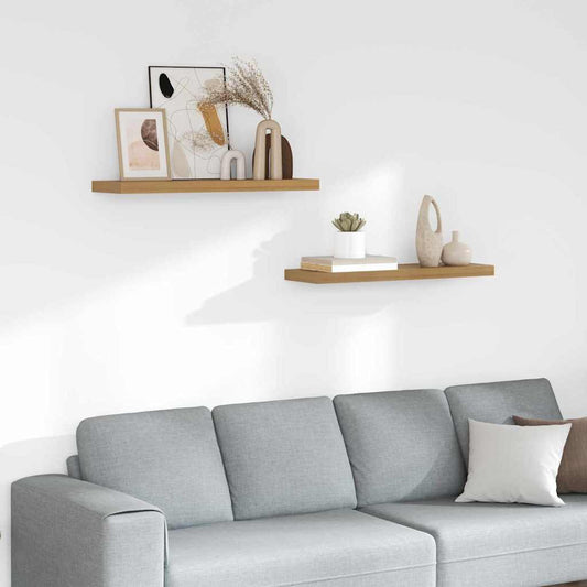 Wall Shelf 2 pcs Brown 80 x 23.5 x 3.8 cm Engineered Wood