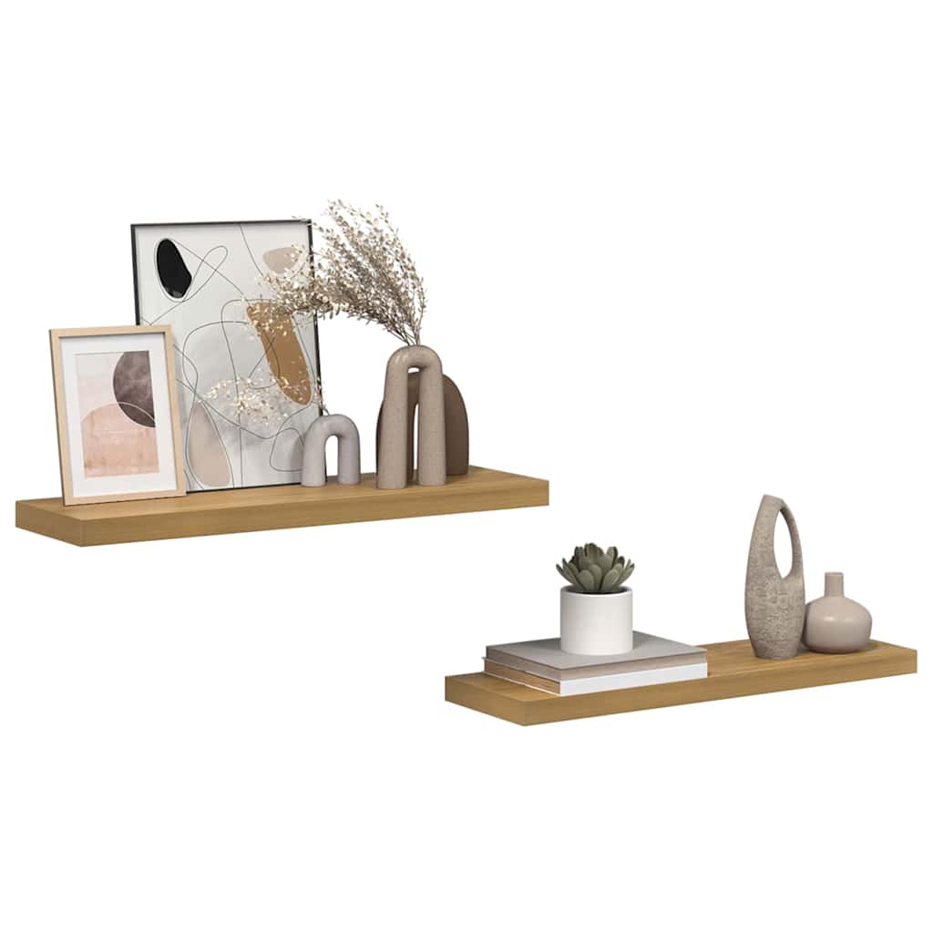 Wall Shelf 2 pcs Brown 80 x 23.5 x 4 cm Engineered Wood