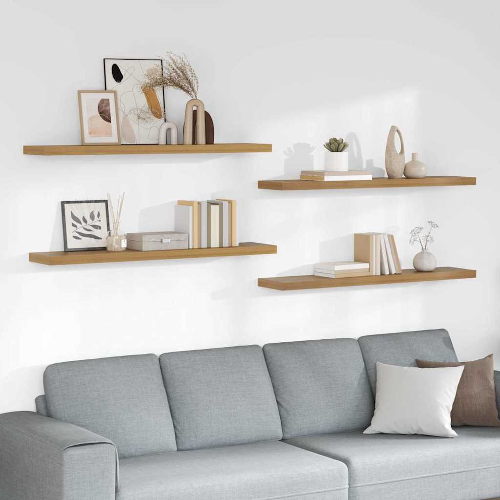 Wall Shelf 4 pcs Brown 120 x 23.5 x 4 cm Engineered Wood