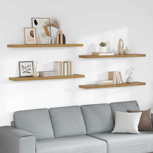 Wall Shelf 4 pcs Brown 120 x 23.5 x 3.8 cm Engineered Wood