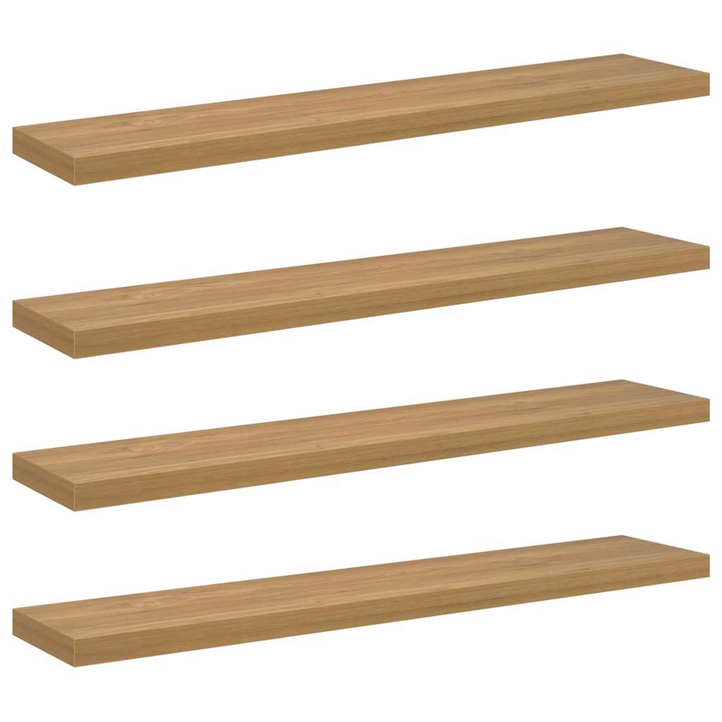 Wall Shelf 4 pcs Brown 120 x 23.5 x 4 cm Engineered Wood