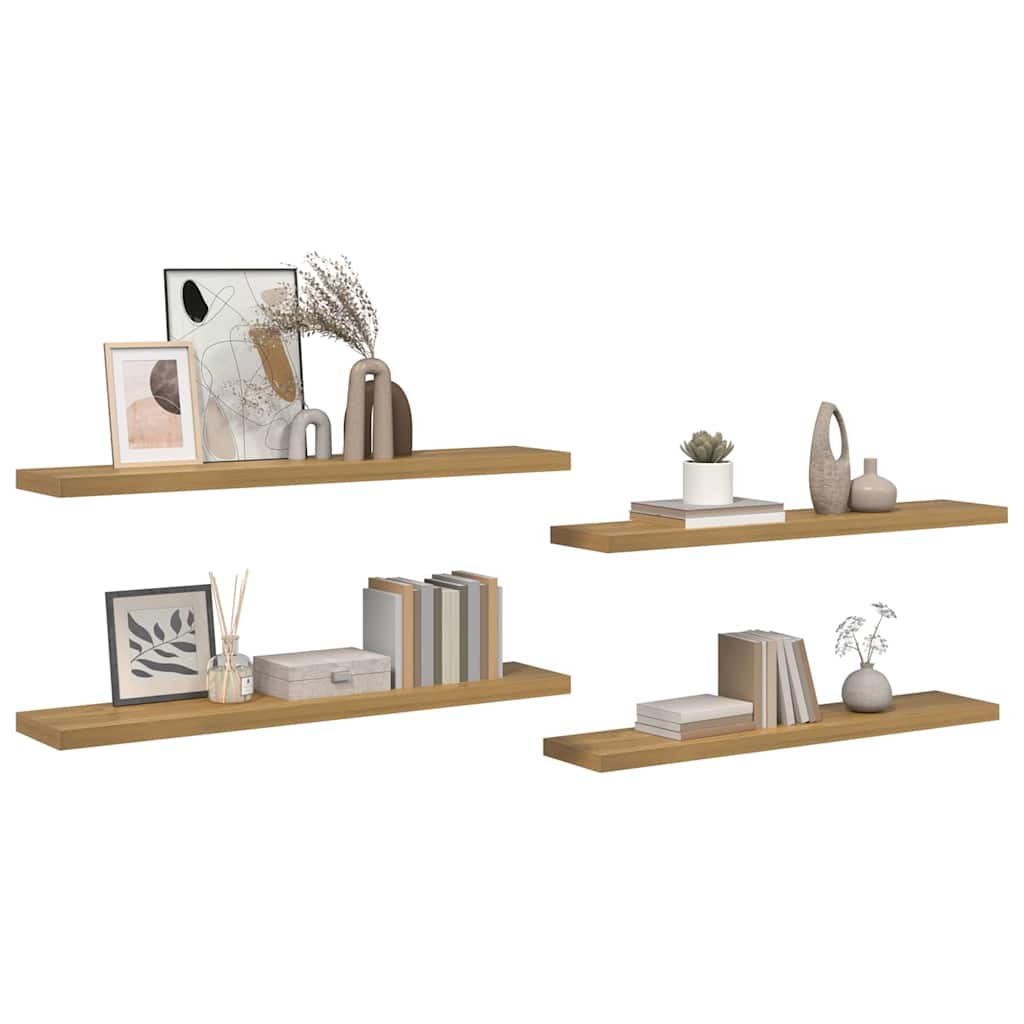 Wall Shelf 4 pcs Brown 120 x 23.5 x 4 cm Engineered Wood