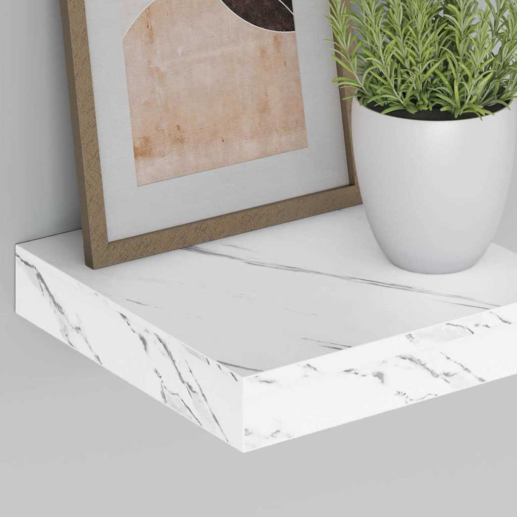 Wall Shelf 4 pcs White Marble 23 x 23.5 x 4 cm Engineered Wood