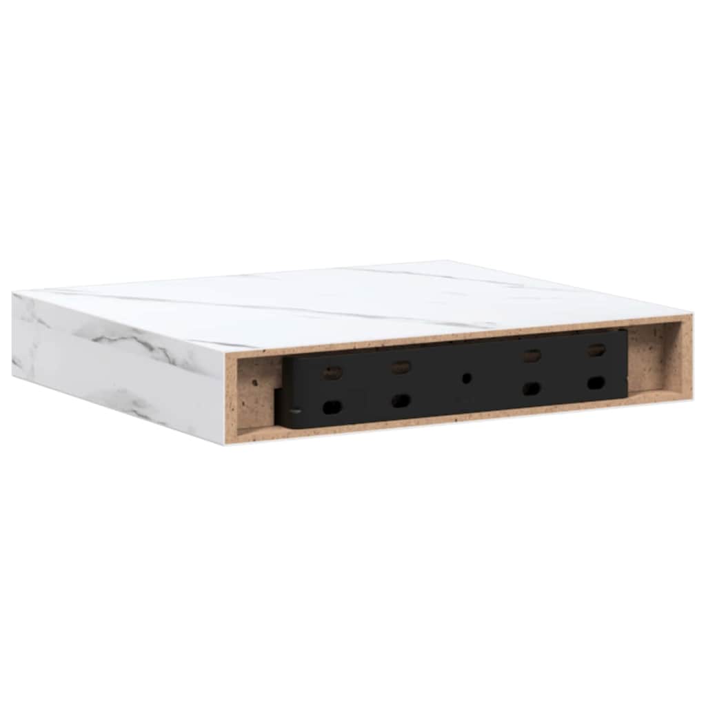 Wall Shelf 4 pcs White Marble 23 x 23.5 x 4 cm Engineered Wood