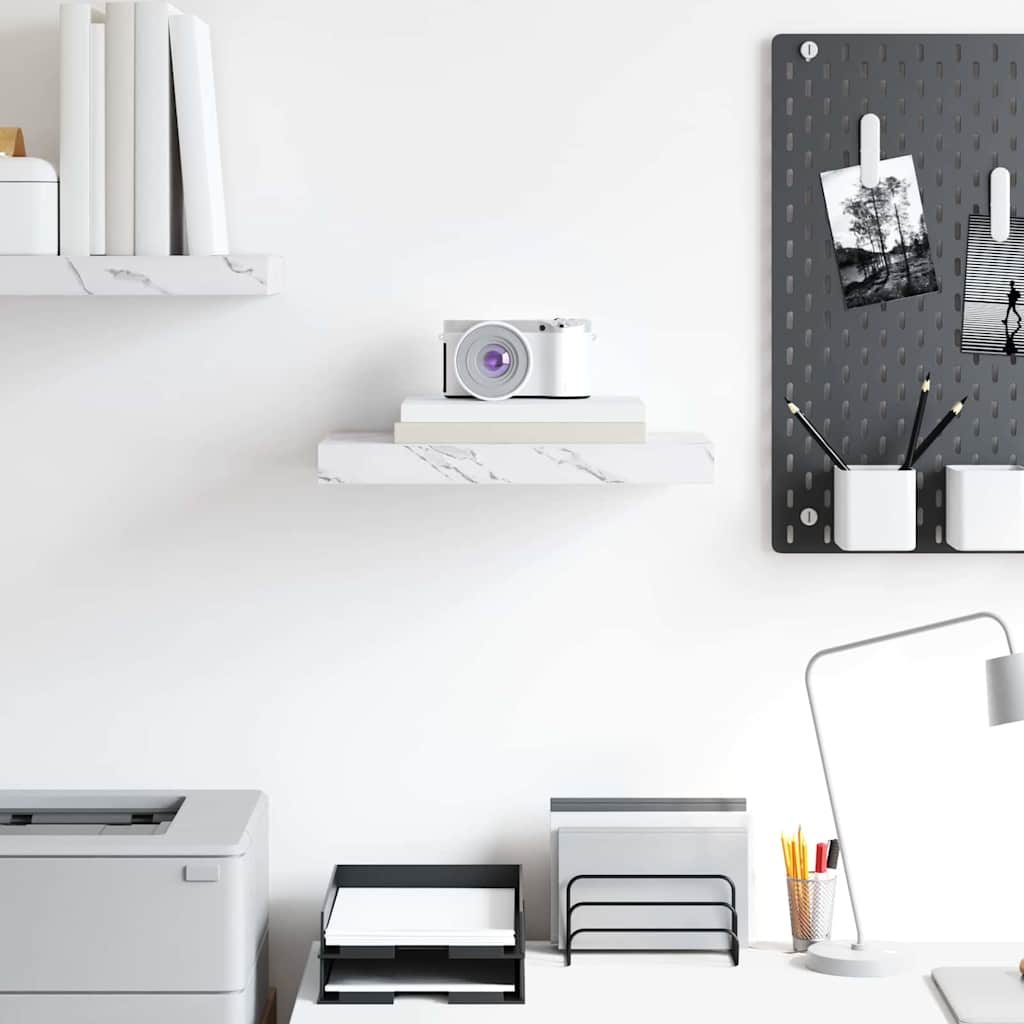 Wall Shelf Wall-Mounted White Marble 40 x 23.5 x 3.8 cm