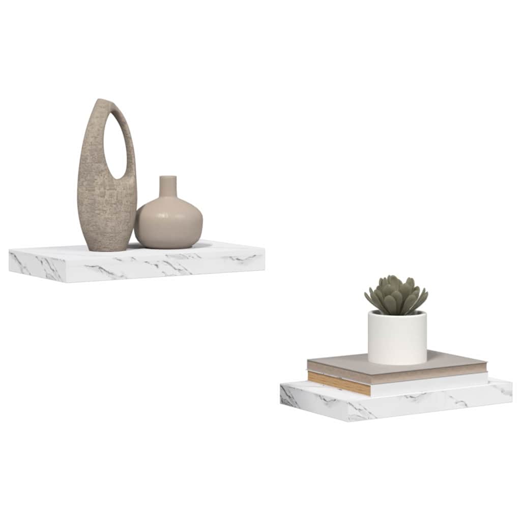 Wall Shelf 2 pcs White Marble 40 x 23.5 x 3.8 cm