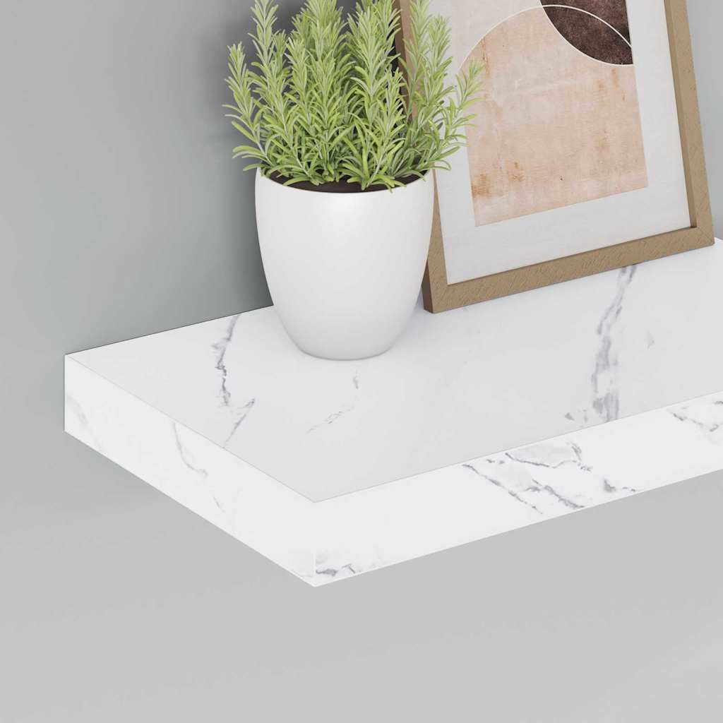 Wall Shelf 4 pcs White Marble 40 x 23.5 x 3.8 cm
