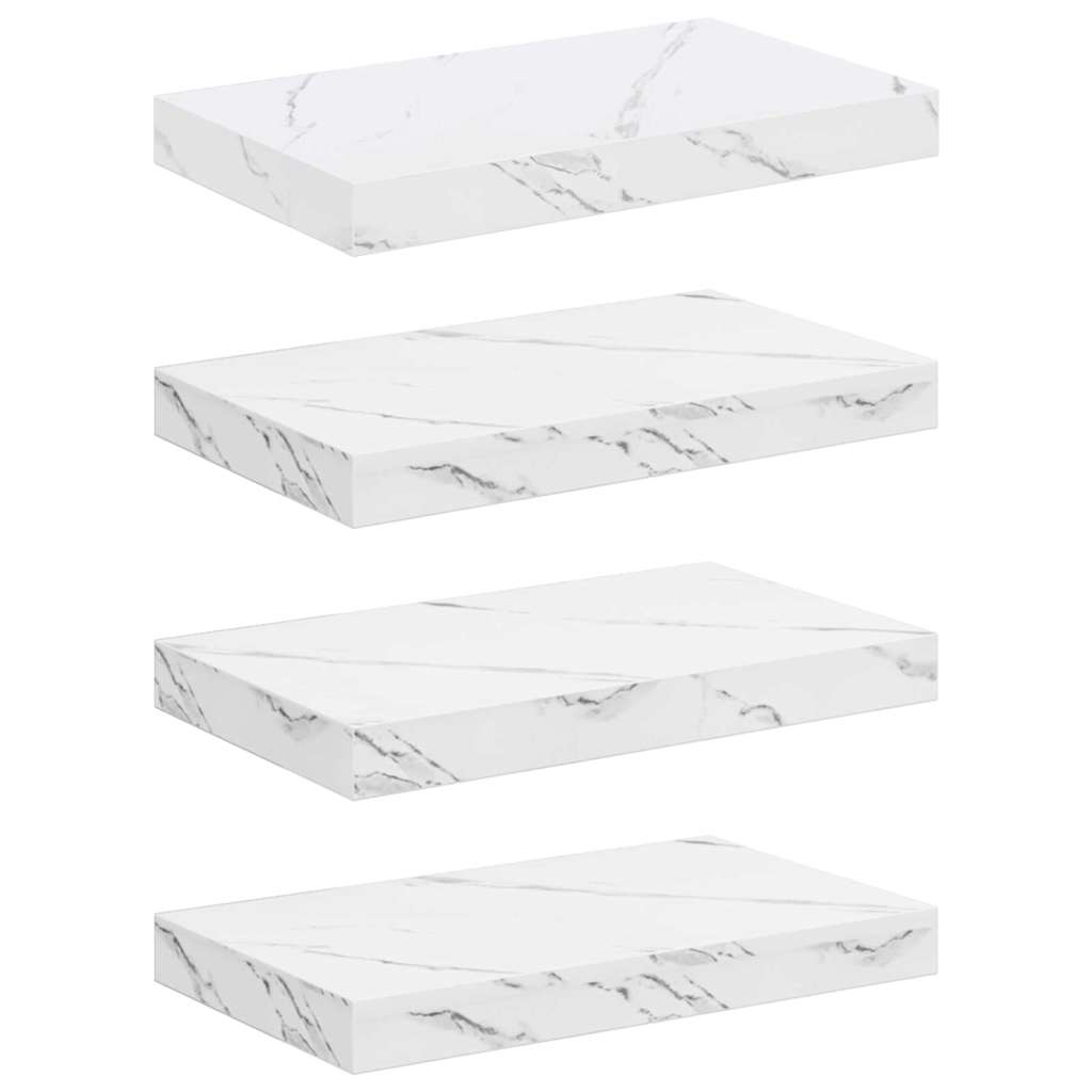 Wall Shelf 4 pcs White Marble 40 x 23.5 x 3.8 cm