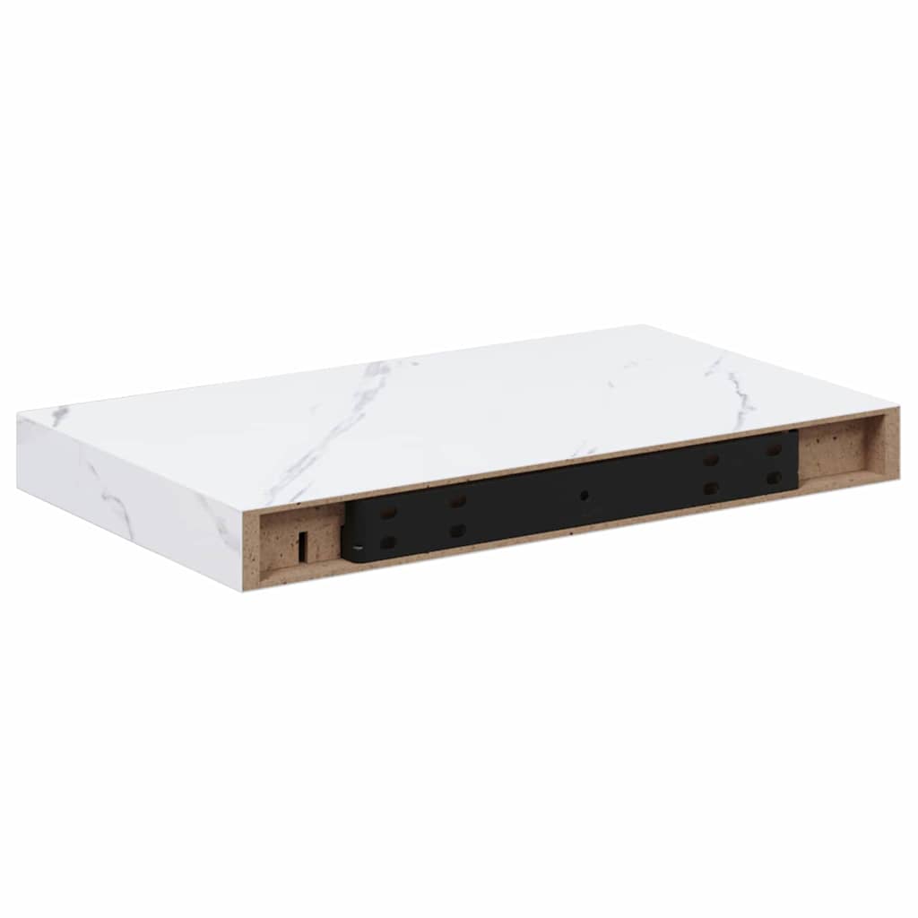 Wall Shelf 4 pcs White Marble 40 x 23.5 x 4 cm Engineered Wood