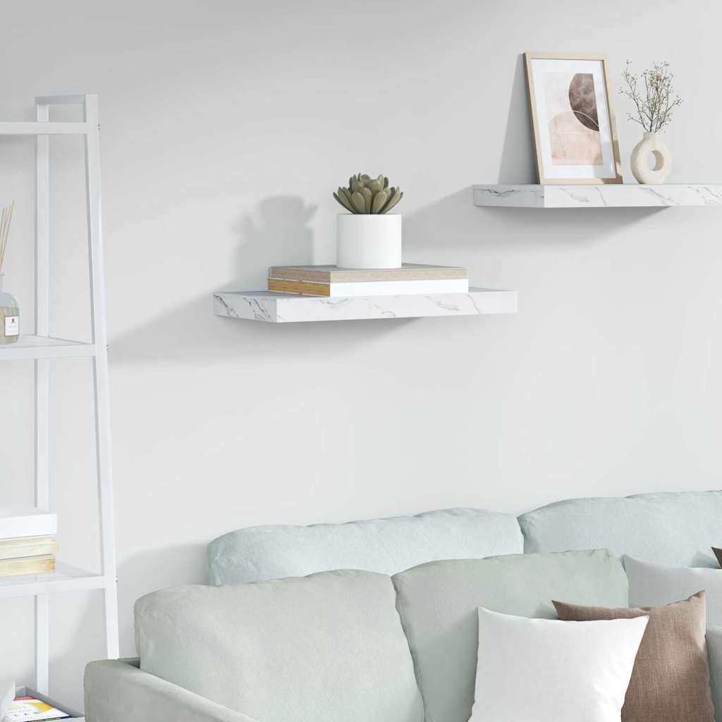 Wall Shelf Wall-Mounted White Marble 50 x 23.5 x 3.8 cm