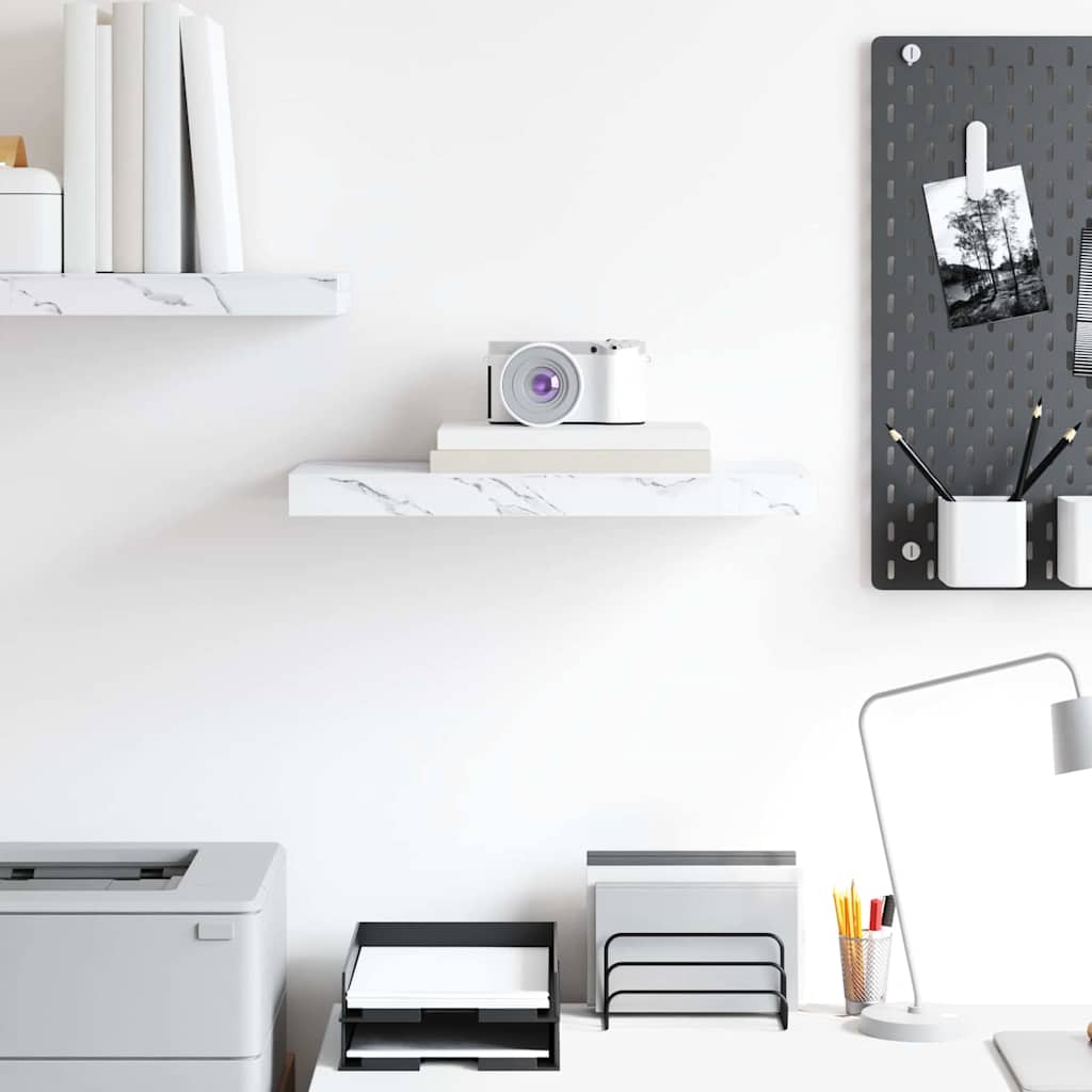 Wall Shelf Wall-Mounted White Marble 50 x 23.5 x 3.8 cm