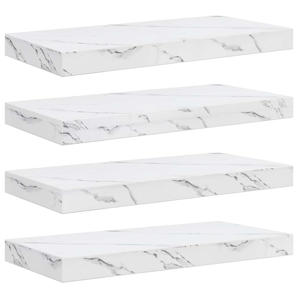 Wall Shelf 4 pcs White Marble 50 x 23.5 x 3.8 cm