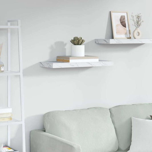 Wall Shelf Wall-Mounted White Marble 60 x 23.5 x 3.8 cm