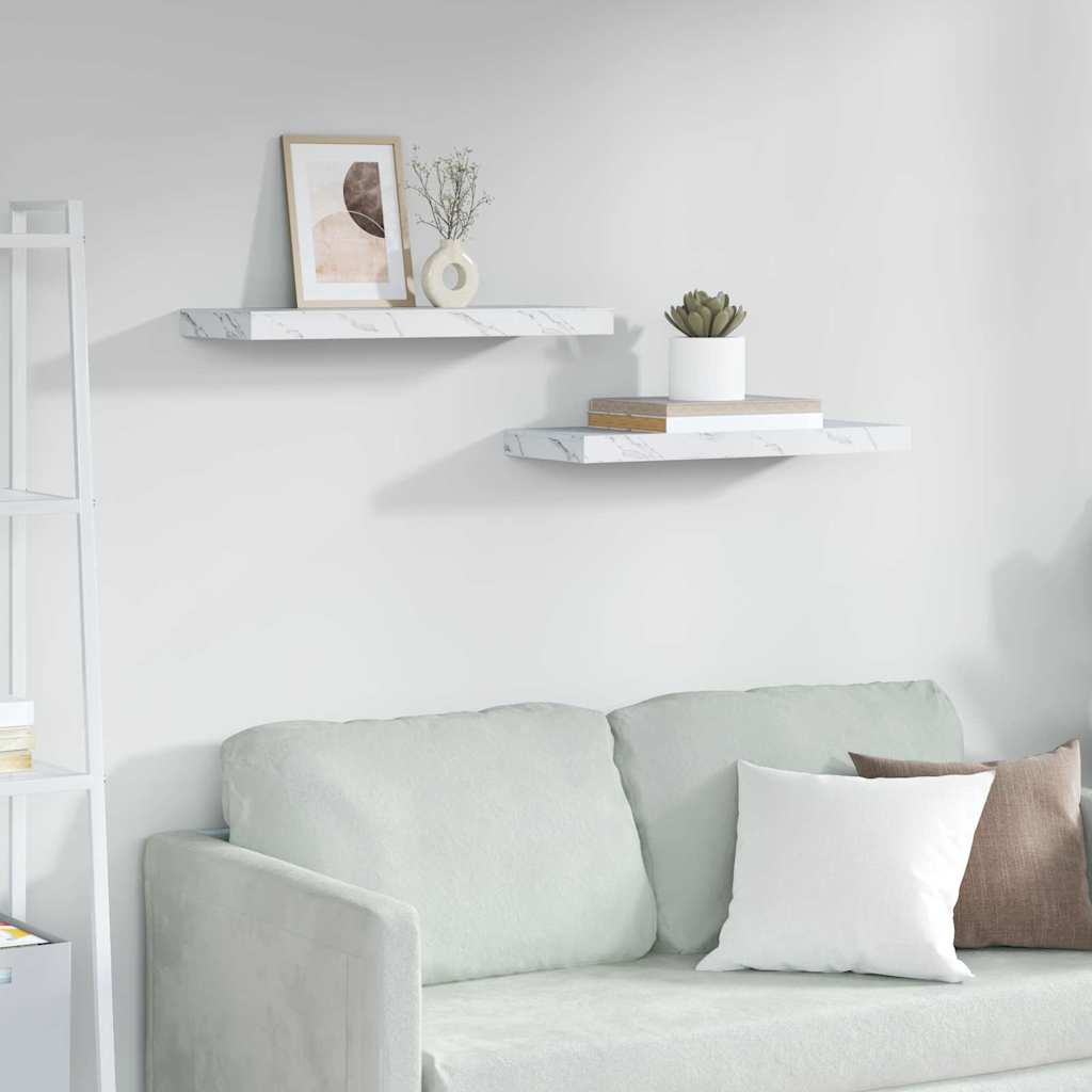 Wall Shelf 2 pcs White Marble 60 x 23.5 x 3.8 cm