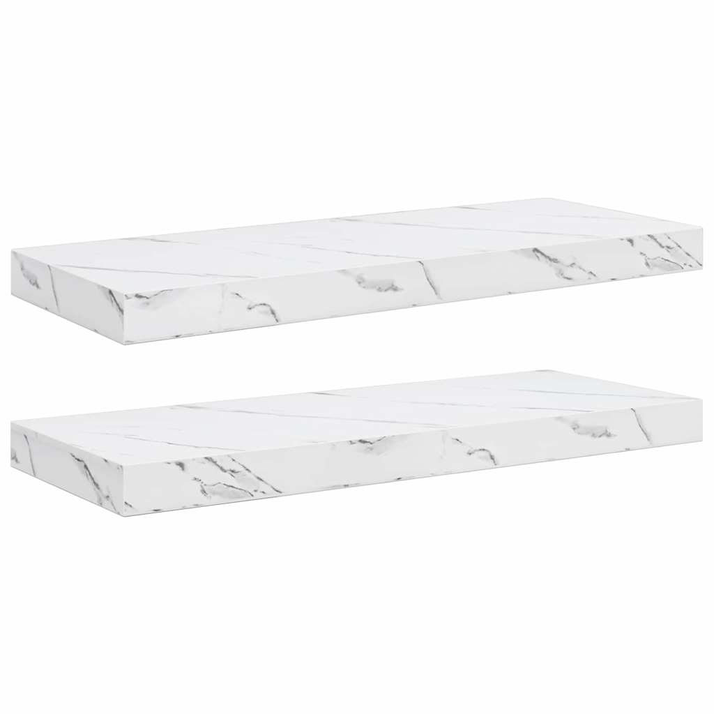Wall Shelf 2 pcs White Marble 60 x 23.5 x 3.8 cm