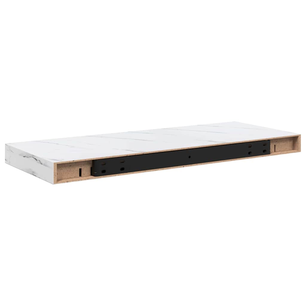 Wall Shelf 2 pcs White Marble 60 x 23.5 x 4 cm Engineered Wood