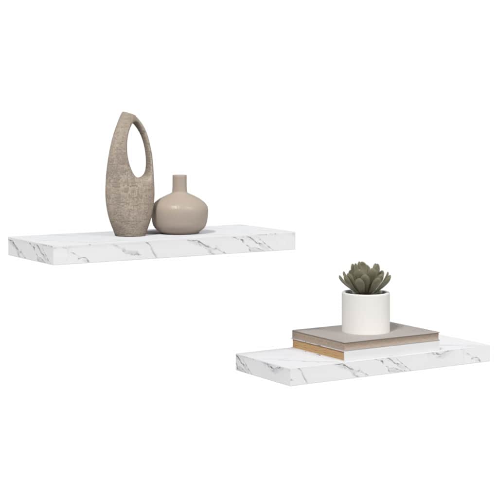 Wall Shelf 2 pcs White Marble 60 x 23.5 x 3.8 cm