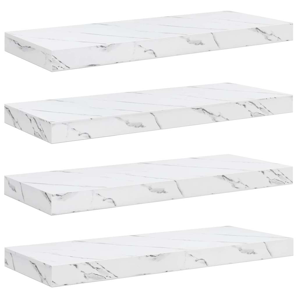 Wall Shelf 4 pcs White Marble 60 x 23.5 x 3.8 cm