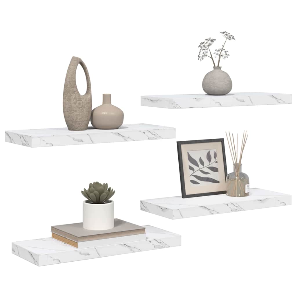 Wall Shelf 4 pcs White Marble 60 x 23.5 x 3.8 cm