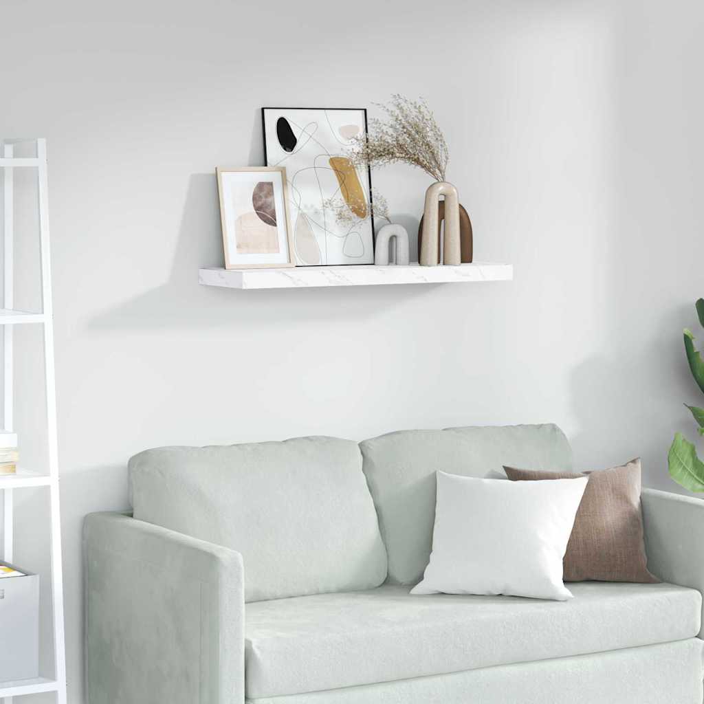 Wall Shelf White Marble 80 x 23.5 x 4 cm Engineered Wood