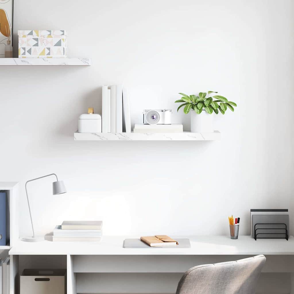 Wall Shelf White Marble 80 x 23.5 x 4 cm Engineered Wood
