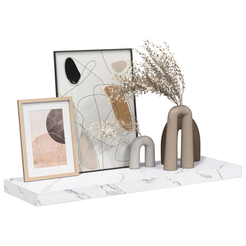 Wall Shelf White Marble 80 x 23.5 x 4 cm Engineered Wood