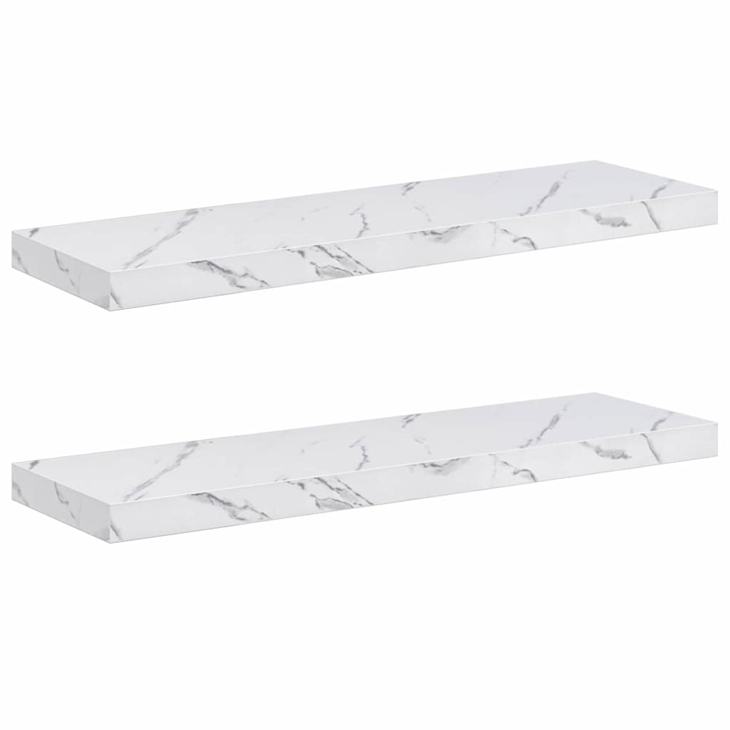 Wall Shelf 2 pcs White Marble 90 x 23.5 x 4 cm Engineered Wood