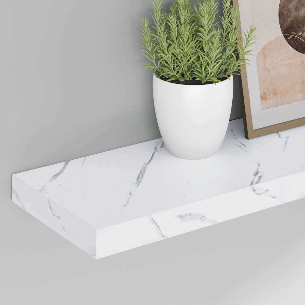 Wall Shelf 4 pcs White Marble 90 x 23.5 x 4 cm Engineered Wood