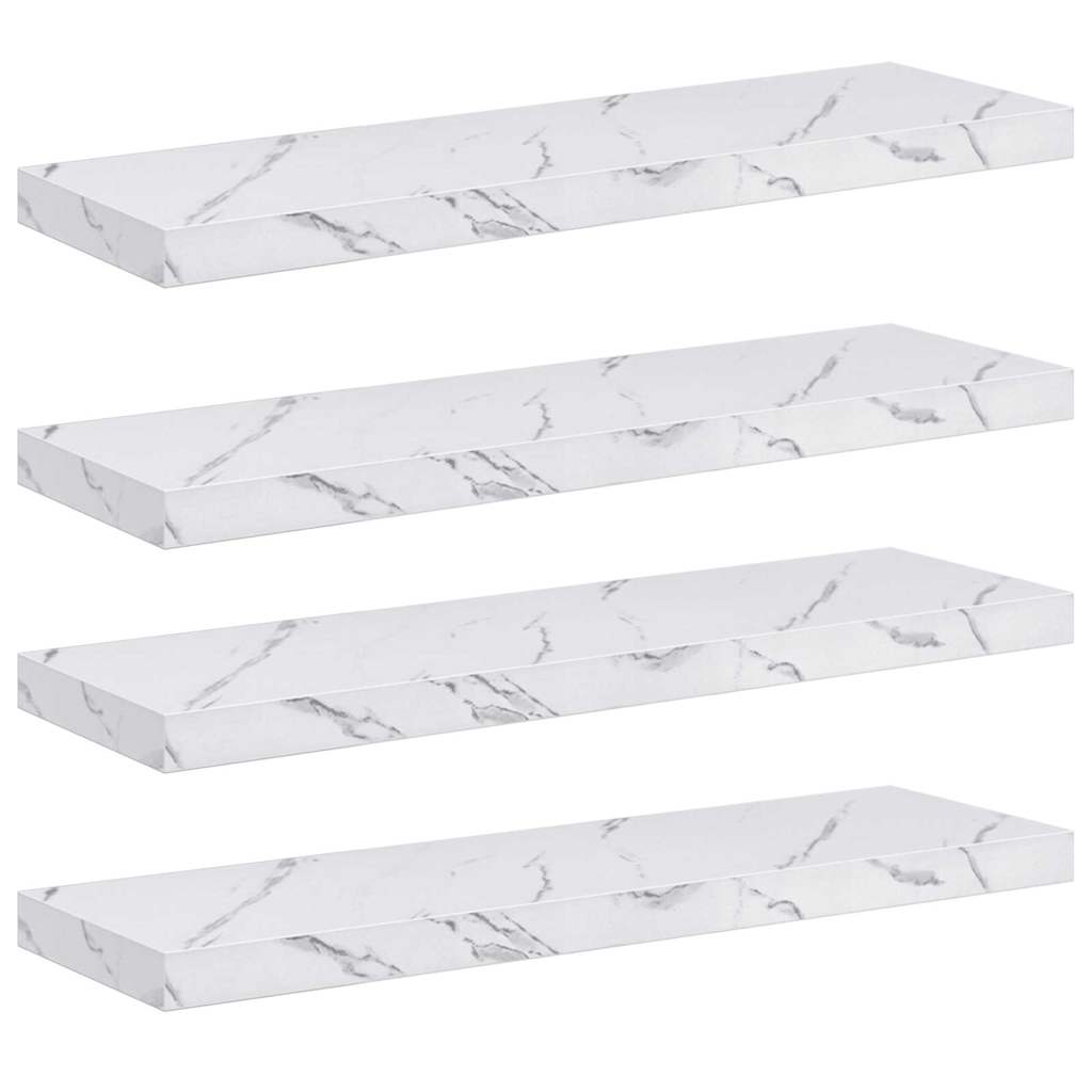 Wall Shelf 4 pcs White Marble 90 x 23.5 x 4 cm Engineered Wood