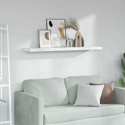 Wall Shelf Wall-Mounted White Marble 120 x 23.5 x 3.8 cm