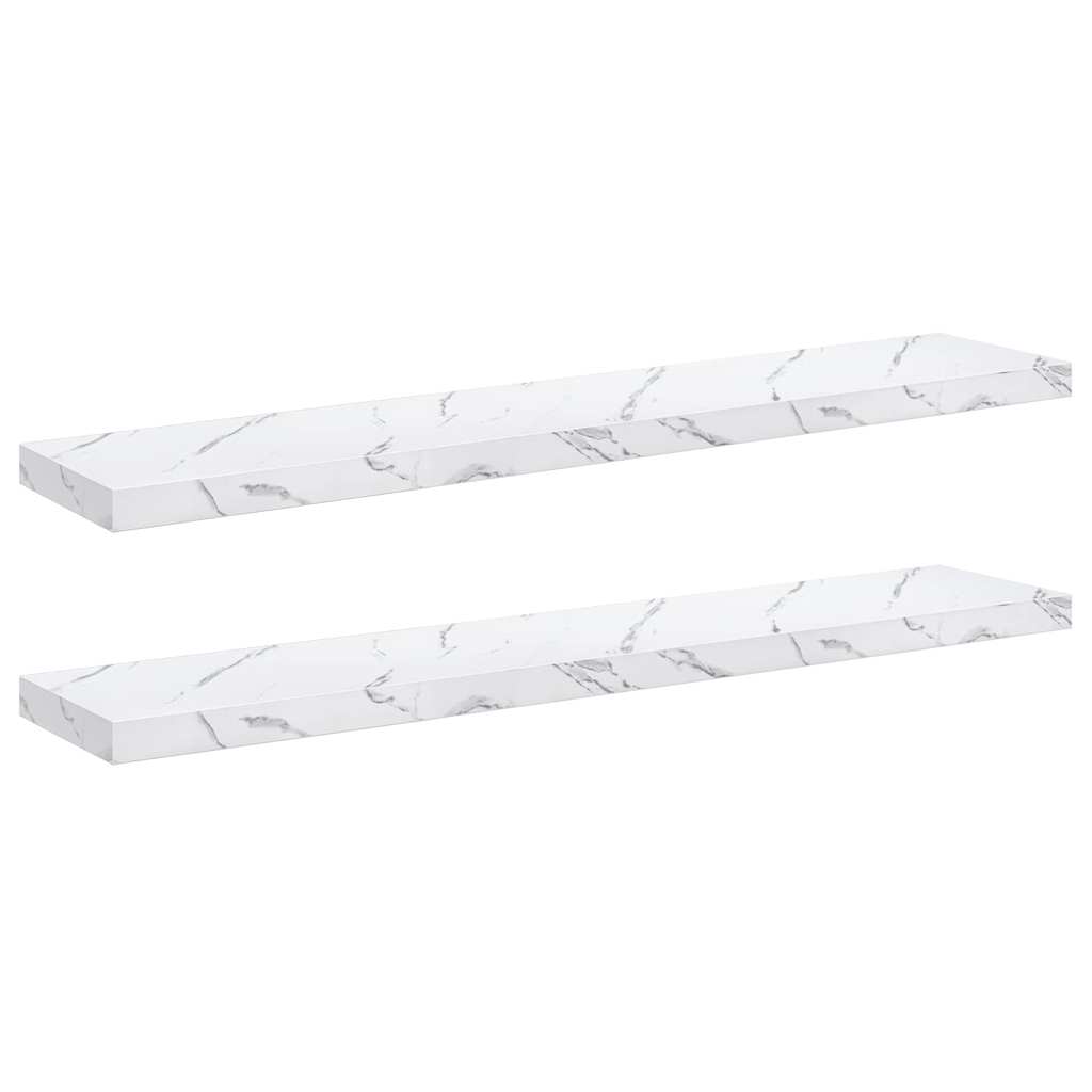 Wall Shelf 2 pcs White Marble 120 x 23.5 x 4 cm Engineered Wood