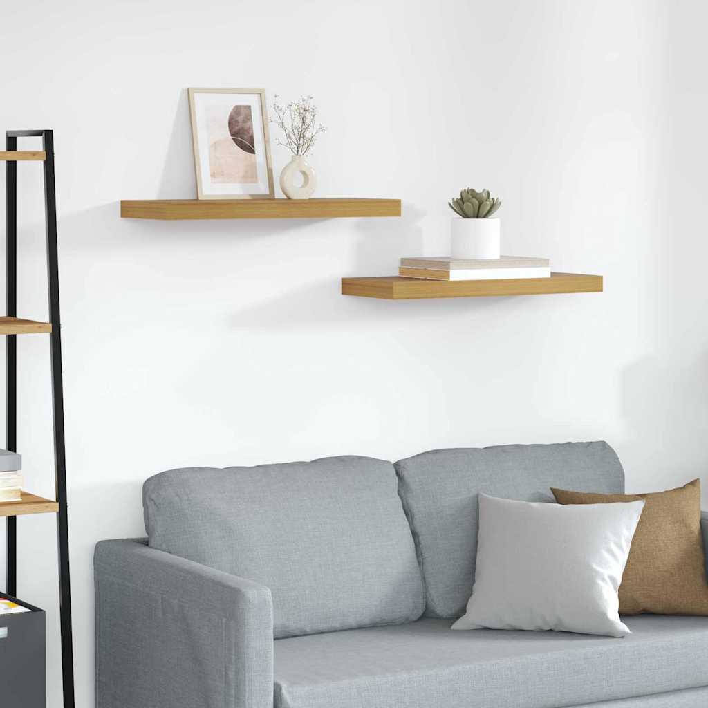 Wall Shelf 2 pcs Beige 60 x 23.5 x 3.8 cm Engineered Wood