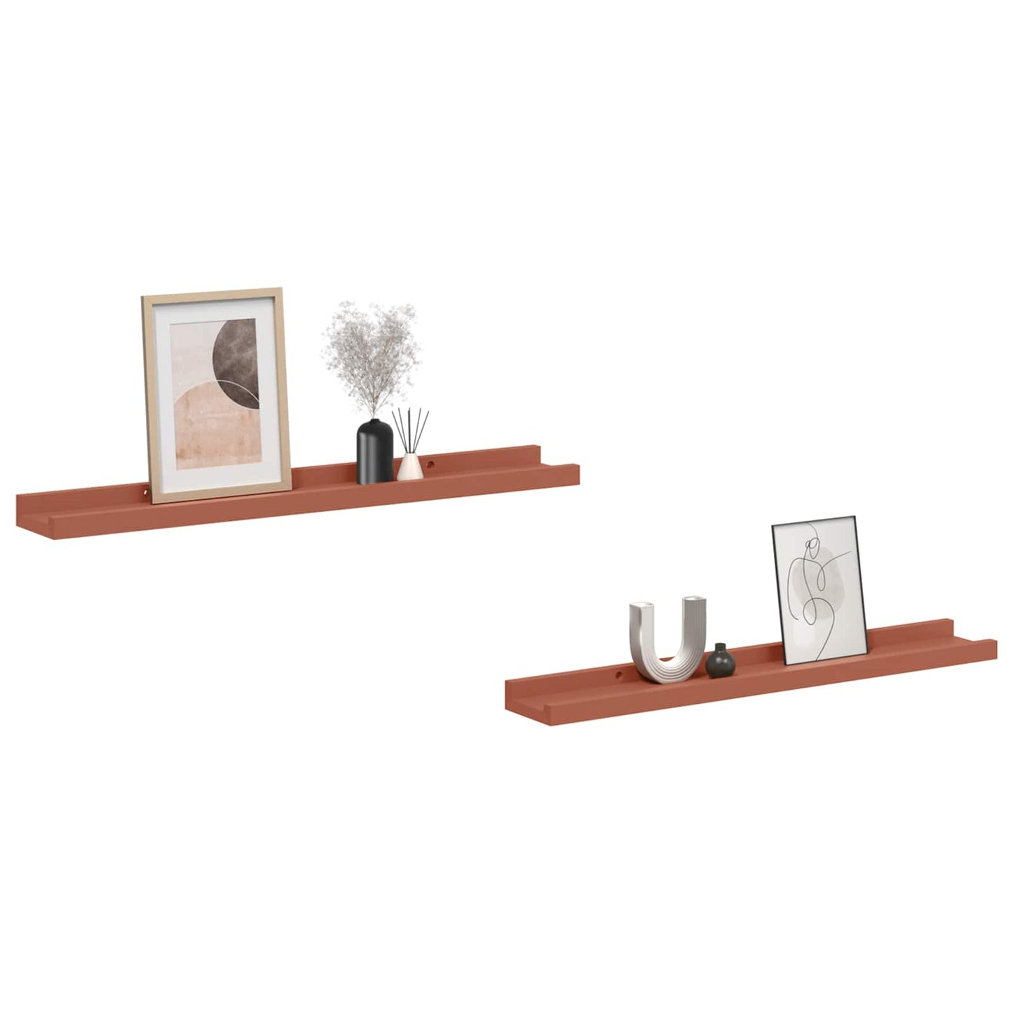 Wall Shelf with Shelf 2 pcs Red 60 x 9 x 3 cm Engineered Wood